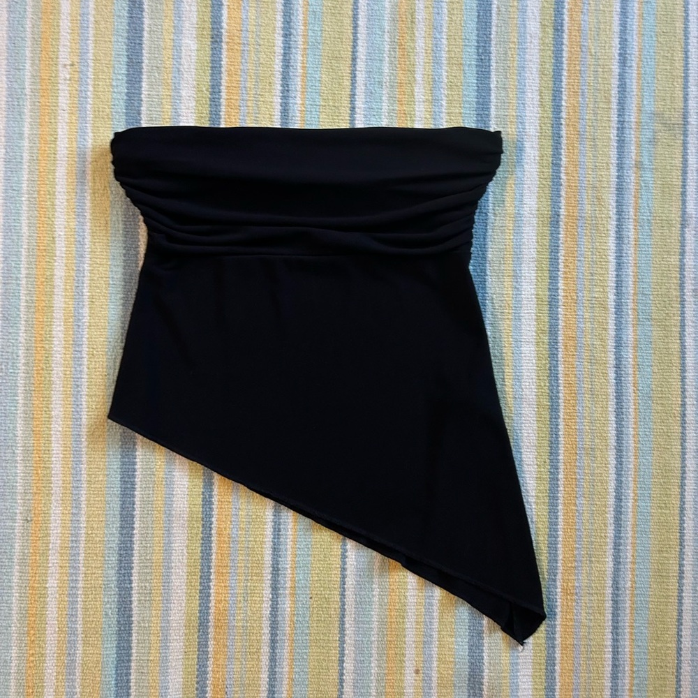 Strapless Asymmetrical Black Top